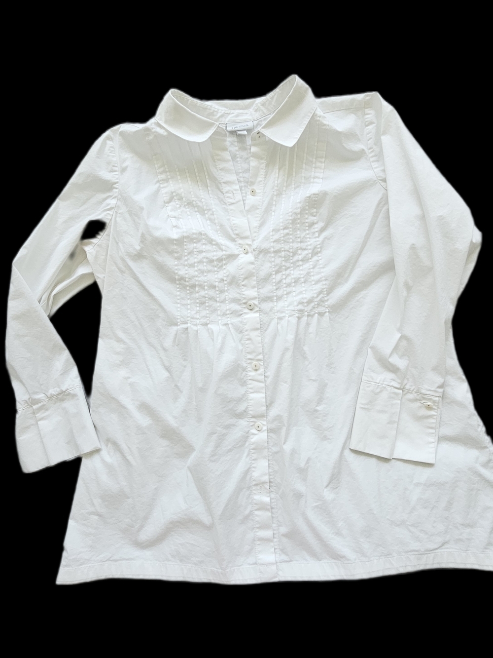 J. Jill White Button-Front Pintuck Tunic With Wide Cuffs Size 1X